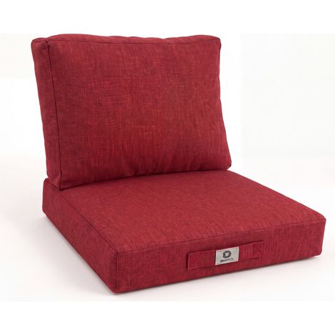 Ensemble Coussins Salon Jardin 50x50 Rouge Bordeaux - Assise + Dossier (Premium 270g)