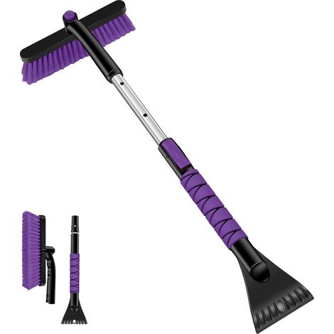 Ensemble de Grattoirs à Neige Détachable et Rétractable pour Auto, 2 en 1 Grattoirs à Glace et Brosse à Neige Pivotante à 360°, Extensible de 66cm à 84cm, Outil de Déneigement pour Voiture (1/5)