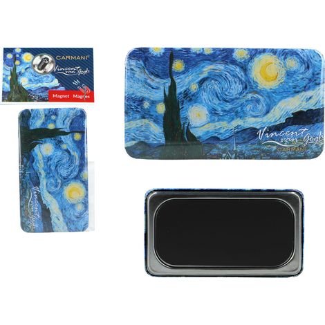 Magnete rettangolare da frigorifero, opera d'arte di Carmani Van Gogh, Notte stellata (1/4)