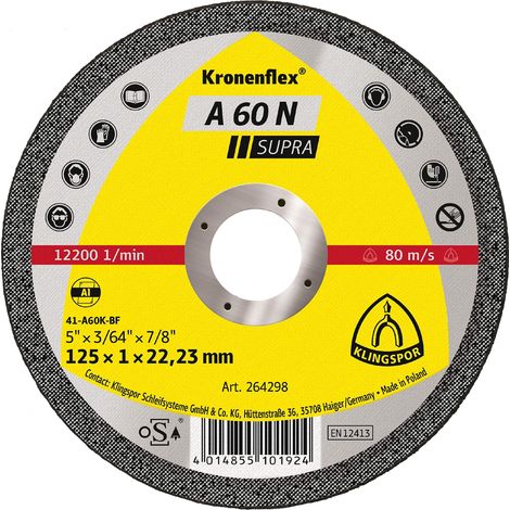 Disco de corte de aluminio KLINGSPOR A60N 125x1