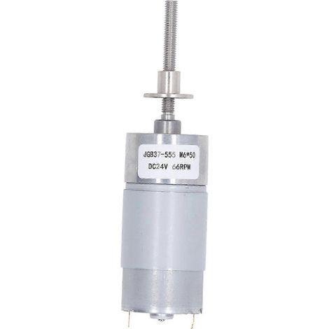 Moteur à engrenages CC 24V, réducteur à vis sans fin autobloquant, couple élevé, 66 tr/min, arbre M6x50mm avec bride, réversible et compact. (1/5)