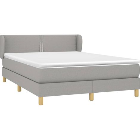 vidaXL Sommier à lattes de lit avec matelas Gris clair 140x190cm Tissu (1/5)
