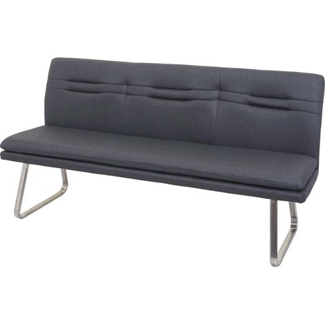 [NON UTILIZZATO] Panca imbottita soggiorno da interni sala da pranzo HHG-911 tessuto acciaio inox grigio scuro 180cm