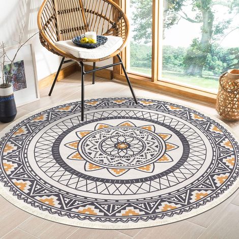 Tapis de table basse de ménage d'impression de tissage de fil de coton de style ethnique (bohème 120120cm) (1/2)