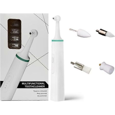 Polisseuse de dents électrique, détartreur électrique domestique avec 4 têtes de rechange et 3 modes réglables, élimine la plaque dentaire et nettoie les dents. (1/5)