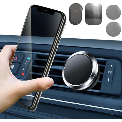 1 Pièce support de téléphone mobile embarqué Avec aimant, feuille métallique support pour évent de voiture, 360° de rotation stéréo, adapté à une variété de modèles de téléphone (noir) (1/5)