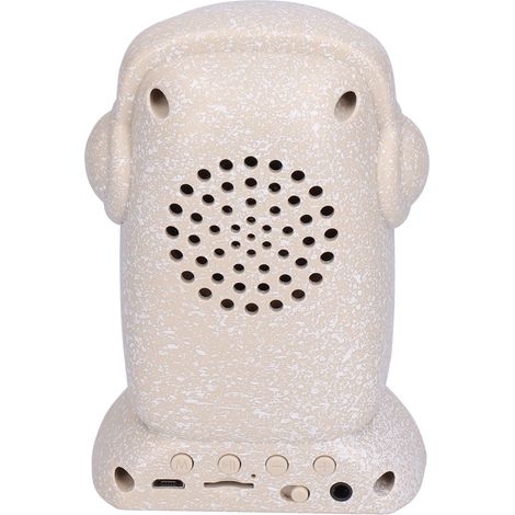 Enceinte Bluetooth statue Moai en pierre de l'île de Pâques, rechargeable par USB, blanche (1/5)
