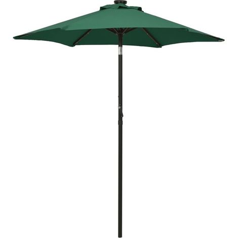 Parasol avec lumières LED - Parasol de Jardin Extérieur - Protection Solaire pour Jardin Patio Piscine Vert 200x211 cm Aluminium HNDX843063 (1/5)