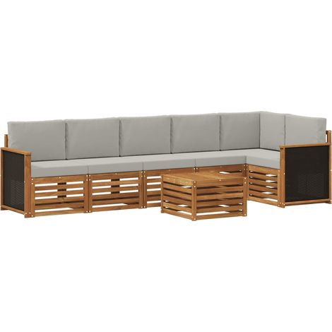 Outdoor-Sofagarnitur 6 Stk. Natürlich und Hellgrau vidaXL (1/5)