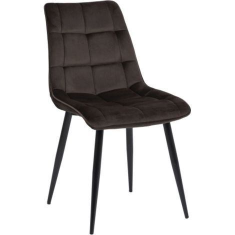 Chaise chic en velours matelassé - Marron chocolat - H 88 cm - Livraison gratuite (1/5)