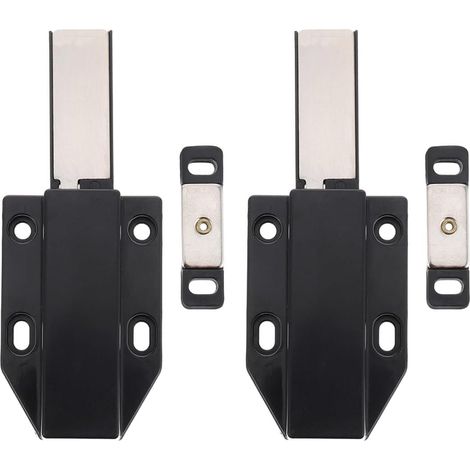 2 pièces Loquet Magnétique Cabinet Push Latch Auto-adhésif Serrure de Porte Puissante pour Placard Fermeture Tactile Facile pour Armoires Cuisine et Chambre Noir (1/5)