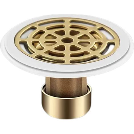 Scarico a pavimento, sifone antiodore in ottone rinforzato, scarico a pavimento antiodore con anello in gomma, previene gli odori, adatto per fori di drenaggio a pavimento con diametro di 27 mm (1/3)