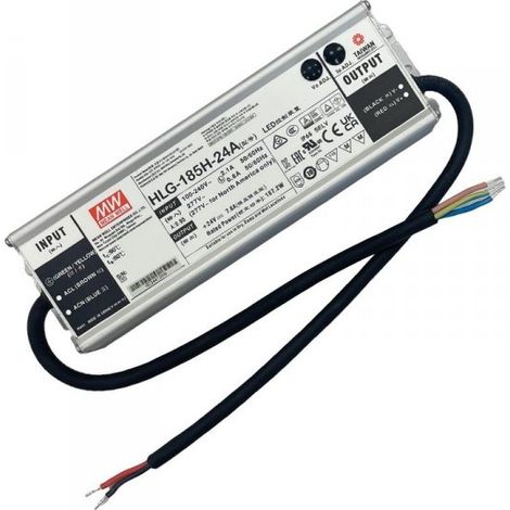 MW MEAN WELL HLG-185H-24A Alimentatore Led Driver CC CV 185W 24V 7,8A IP67 Input 220V 110V