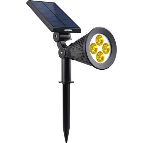 Spot solaire projecteur 2 en 1 à piquer ou à fixer dimmable LED blanc chaud,29 x 9.5 x 34 cm(1 pcs) (1/5)