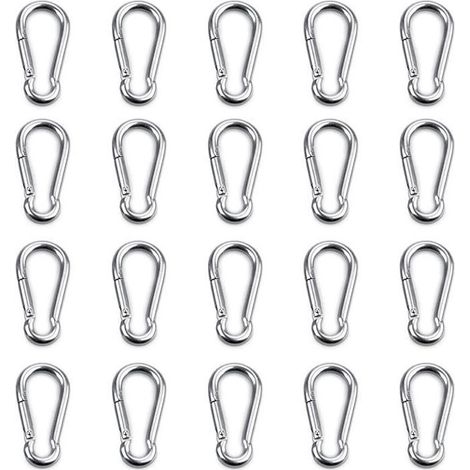 20pcs Mousqueton de Fixation pour Charges Lourdes,Sports, Chiens de Serrure, Hamac Balançoire, en Acier Inoxydable 304,6mm (1/2)