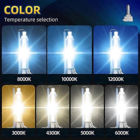 Ampoules xénon HID D1S/D1R compatibles avec les voitures, 35 W, culot D1, températures de couleur disponibles : 3000 K, 4300 K, 5000 K, 6000 K, 8000 K, 10000 K et 12000 K, 12 V, D1R (1/2)