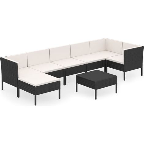 Maison Exclusive - Set Divani da Giardino 8 pz con Cuscini in Polyrattan Nero