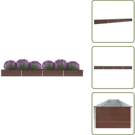 Garten-Hochbeet Verzinkter Stahl 600x80x45 cm Braun - Hochbeet - Gartenhochbeet - Stahlteil - Pflanzenbehälter - Balkonbepflanzung (1/5)