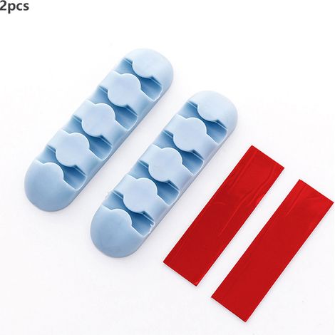Lot de 2 enrouleurs de câbles autocollants de couleur bonbon pour bureau, attaches et fixations de câbles A1249 (Bleu) (1/2)