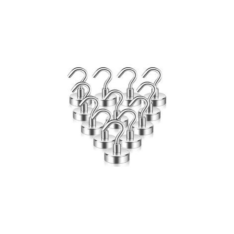 Lot de 12 Crochets Magnétiques Néodyme (25mm), Extra Puissants, Pour Garage, Cuisine, Camping et Gouttière (1/5)