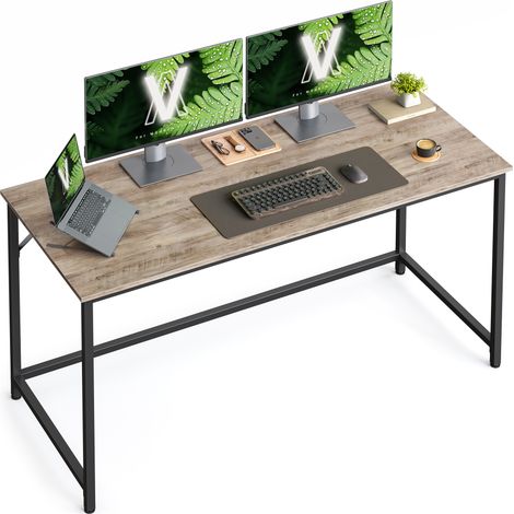 Vasagle – Bureau droit 140 x 60 x 75 cm – Métal noir et panneau aggloméré marron rustique – Charge max 50 kg – Montage facile – Style industriel
