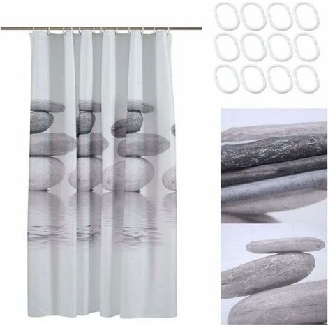 Rideau de douche en tissu - - 180x180 cm - Imperméable - Anti-moisissure - Polyester - Lavable en machine - Opaque (1/4)