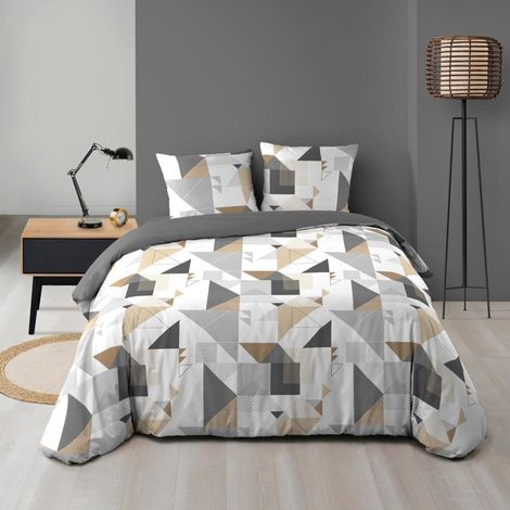 Housse de couette 240x220 + 2 taies TRIGONE microfibre (1/5)