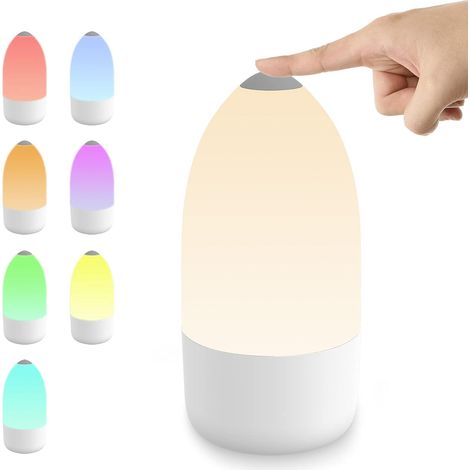 ZOLGINAH Veilleuse Enfant Veilleuse B��b�� �� Gradation Tactile, Veilleuse LED �� Changement de Couleur �� 7 Couleurs Rechargeable USB, Lampe de Chevet avec Fonction de Minuterie, Id��al pour les Cade (1/5)
