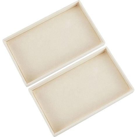 boîte à Bijoux vide en velours plateau de rangement pour bijoux blanc antique petit rectangle présentoir pour accessoires assiette plateau plat pour bagues boucles d'oreilles colliers brace (1/5)