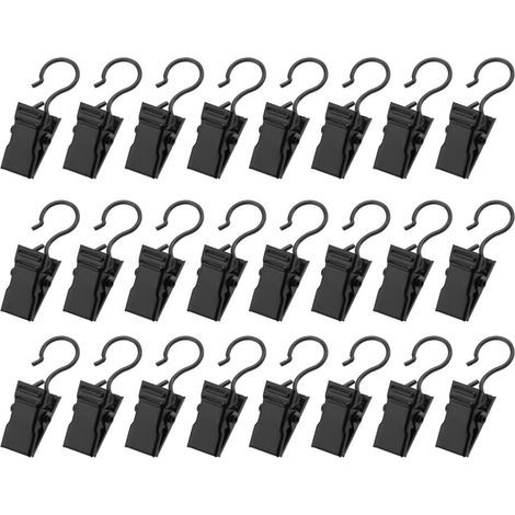 50 pezzi di clip metalliche per tende, clip decorative per tende, ganci per appendere, per la decorazione della casa, nere (1/5)