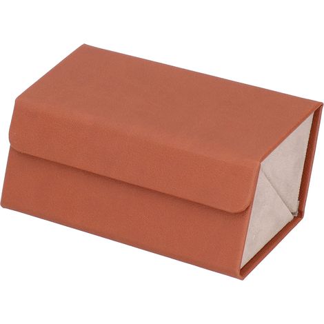 Étui de rangement portable pour lunettes de soleil et lunettes de vue, boîte de voyage en marron, organiseur de protection pour transport et exposition.
