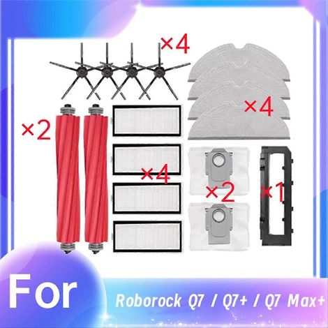 Para el robot aspirador Roborock Q7 / Q7+ / Q7 Max+, cepillo lateral principal, filtro de mopa, bolsa de polvo, cubierta del cepillo principal (（）