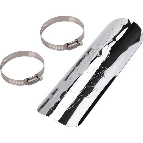 Pare-chaleur pour pots d'échappement de moto, adapté aux motos Chopper, pare-chaleur argenté. (1/3)