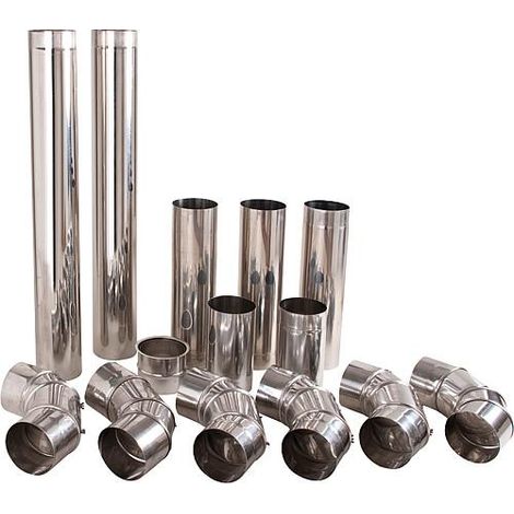 Kit tubes de gaz d'echappement inox 130 mm avec chemisage mural (1/2)