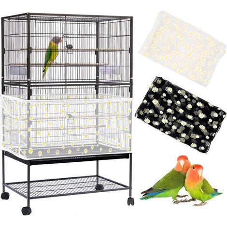 Housse de cage à oiseaux ajustable - 40 x 220 cm - Filet pour cage à oiseaux - Récupérateur de graines (1/5)
