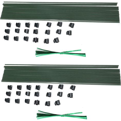 Lot de 40 tuteurs pour plantes en acier inoxydable avec revêtement vert, stables et flexibles, avec attaches, pour orchidées, pivoines, tomates et plantes à tige unique. (1/5)