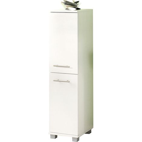 Badezimmer Highboard ANZIO-04, 2 Türen, weiß, B x H x T ca. 30,3 x 116,9 x 32,6cm