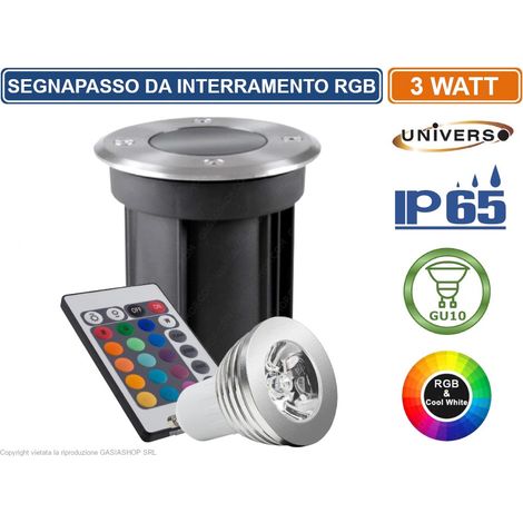 SEGNAPASSO PORTALAMPADA DA INTERRAMENTO CALPESTABILE RGB CON LAMPADA GU10 3W IP65