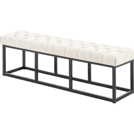 CLP – Banquette Amun en tissu – Capitonnage Chesterfield – Structure métal noir mat – Assise rembourrée confortable – Dimensions optimisées (1/5)