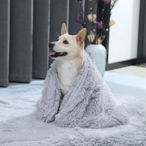 Couverture Pour Chien - Couverture Peluche Douce Et Chaude 127 x 100 cm - Pour Chiens Et Chats De Taille Petite À Grande - Gris (1/5)