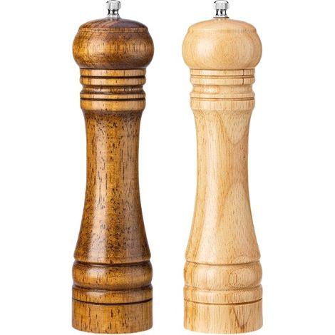 Ensemble de 2 moulins à poivre manuels bicolores de 20 cm avec réglage de la mouture (1/4)