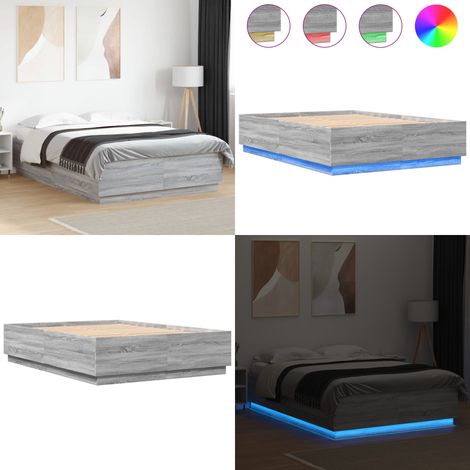 Cadre de lit avec LED sans matelas sonoma gris 120x200 cm - Cadre De Lit - Lit Avec Led - Luminaire De Lit - Éclairage De Chambre - Sommier - Home & Living (1/5)