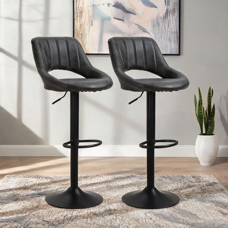 Tabouret de bar grau en kunstleder Metall 52 x 47 x 109 cm (1/5)