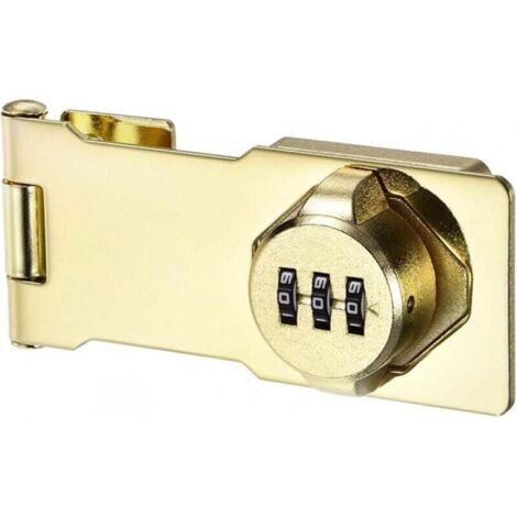 Ménage Armoire Mot Passe Serrure Moraillon Serrures Combinaison Loquet avec 3 Chiffre Mot Passe Sécurité Loquet Verrouillage Antivol Sans Clé Loquet Verrouillage (Or) (1/4)