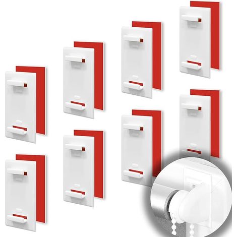 BEBUSINGOTO Lot de 8 supports adhésifs courts pour stores - stores doubles - aucun perçage nécessaire - accessoires de remplacement pour fixation sur fenêtres PVC fixes - portes de balcon (1/5)