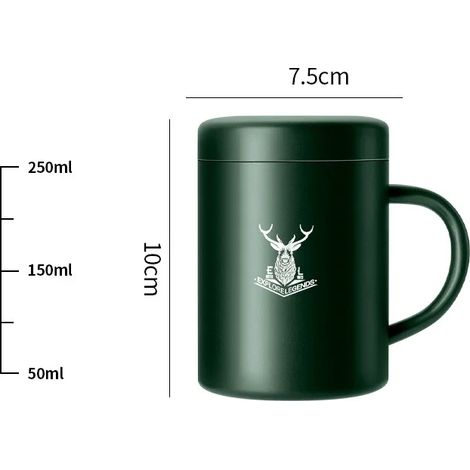 Mug isotherme (vert, 250 ml) avec couvercle, en acier inoxydable 304, résistant aux chocs. (1/5)