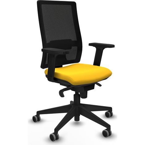 Horna sincro malla negra similpiel amarillo brazos 2D base piramidal ruedas 65mm engomadas (1/5)