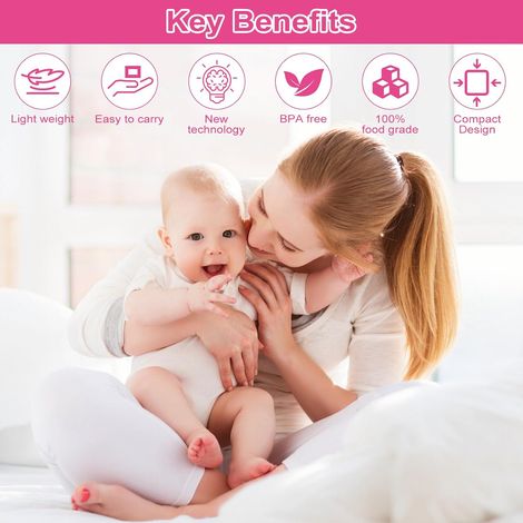 Tire-lait Manuel en Silicone Sans BPA 150 ml, Pompe à Main Aspiration Réglable, Recueil Lait Portable Allaitement Maternité, Idéal Accessoire Voyage Sac à Langer-(Le rose)