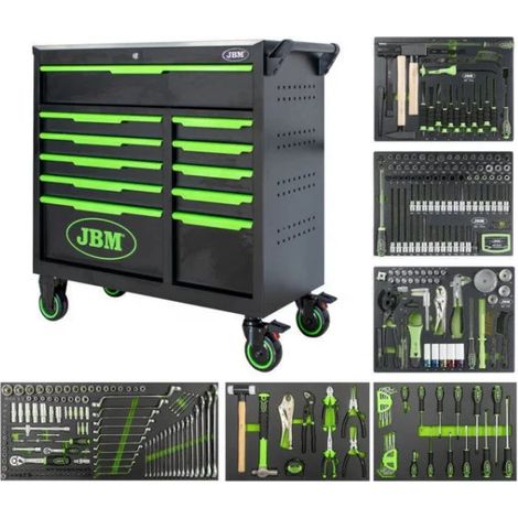 JBM 54725 Cassettiera mobile 11 cassetti con assortimento utensili