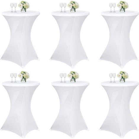 Lot de 6 Housse Mange Debout 80x110 Blanc Nappe Mange Debout, Nappe de Table Mariage pour Table de Banquet de Cocktail de Mariage (Blanc) (1/5)